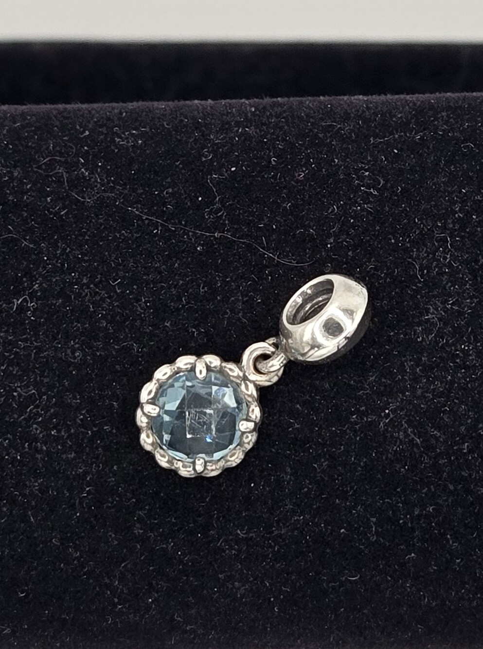 Retired Pandora Sterling Silver Blue Topaz Drop Charm Pendant